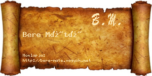 Bere Máté névjegykártya